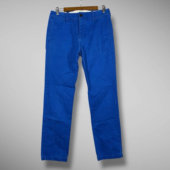Abercrombie & Fitch Pants Mens 30x30 Blue Chinos Flat Front Cotton Twill - Picture 3 of 13